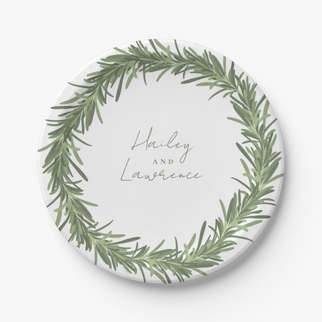 Rosemary wreath custom design paper plates (Front)