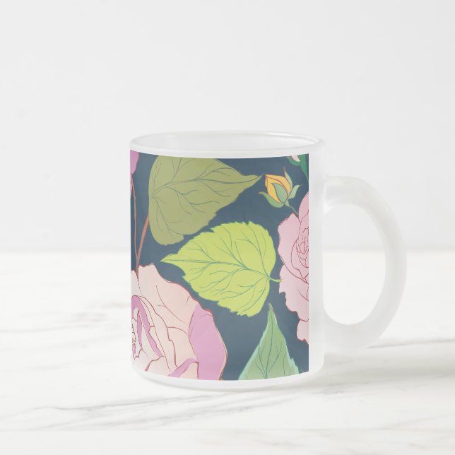 Roses 16 frosted glass coffee mug (Right)