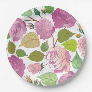 Roses 17 paper plates