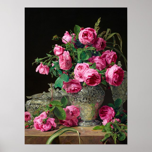 Roses, 1843 by Ferdinand Georg Waldmuller Poster (Front)