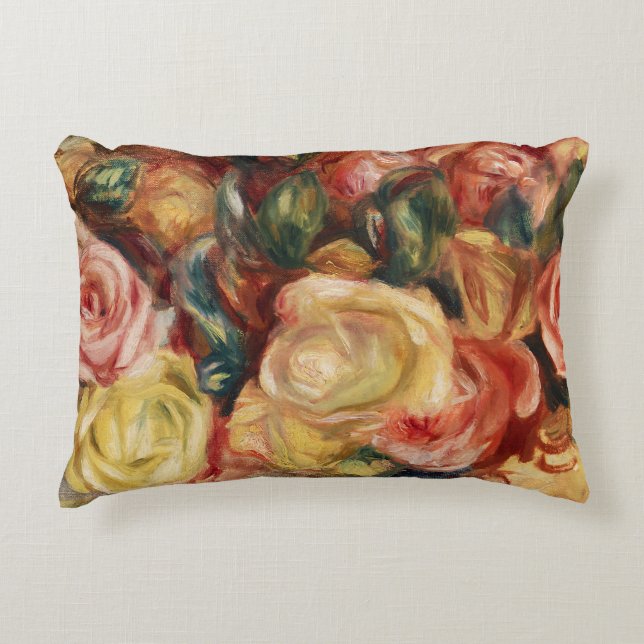 Roses (1912) by Pierre-Auguste Renoir Accent Pillow (Front)