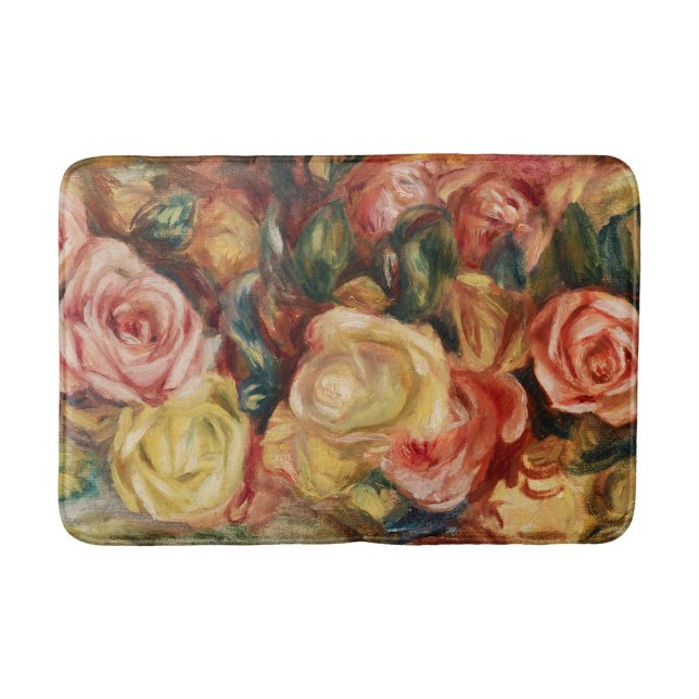 Roses (1912) by Pierre-Auguste Renoir Bath Mat (Front)