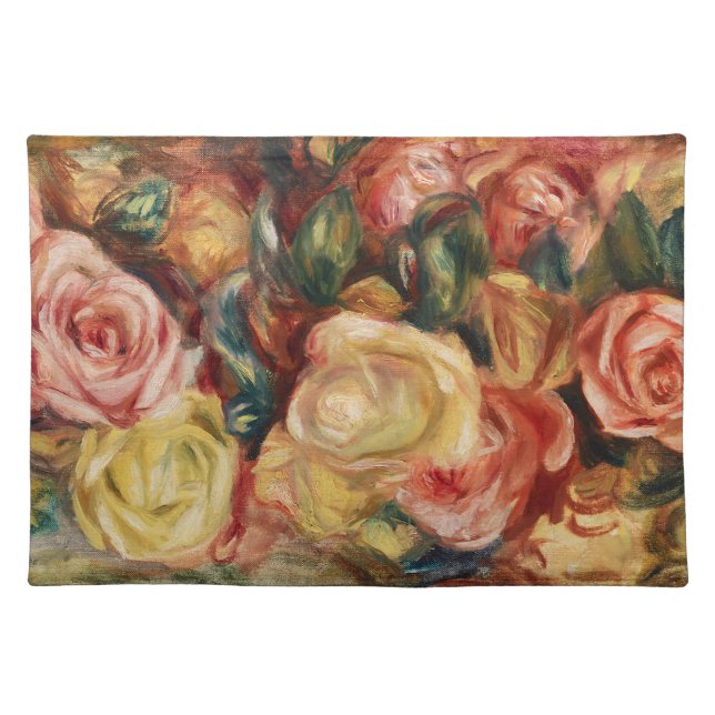 Roses (1912) by Pierre-Auguste Renoir Cloth Placemat (Front)