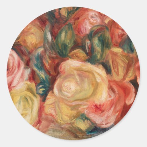 Roses 1912 by Pierre_Auguste Renoir Fine Art Classic Round Sticker