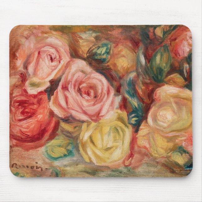 Roses (1912) by Pierre-Auguste Renoir Fine Art Mouse Pad (Front)