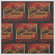 Roses 50th Golden Wedding Anniversary Fabric