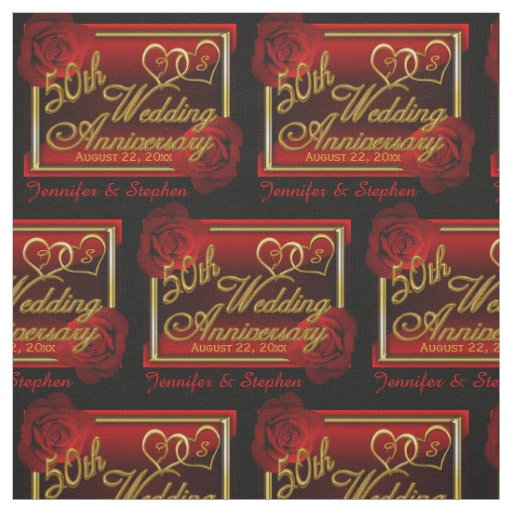 Roses 50th Golden Wedding Anniversary Fabric