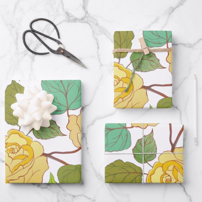 Roses 9 wrapping paper sheets (Front)