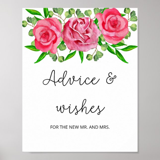 Roses advice and wishes for Newlyweds Poster (Front)