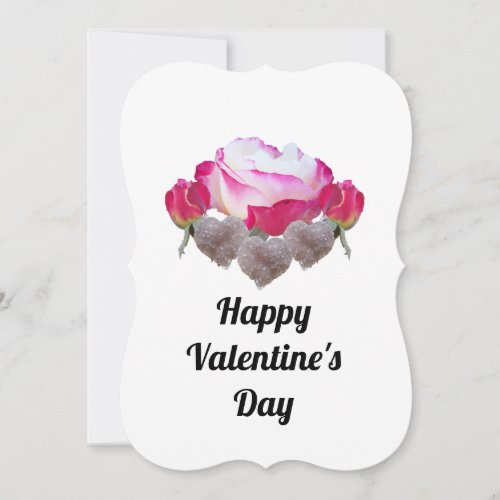 Roses and Amethyst Heart Valentines  Holiday Card