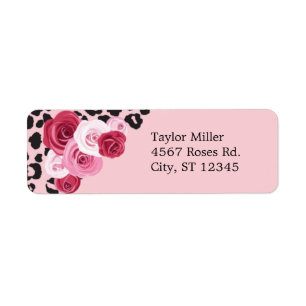 Roses and Animal Print Sweet Sixteen Birthday Label