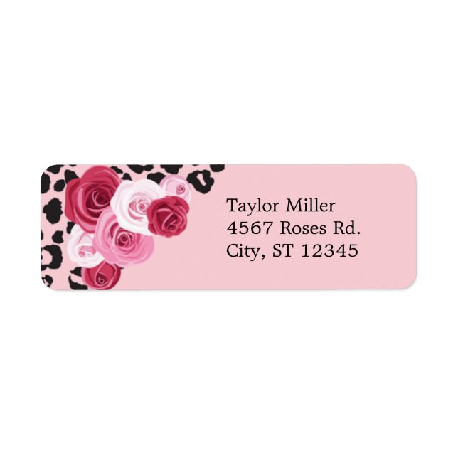 Roses and Animal Print Sweet Sixteen Birthday Label (Front)