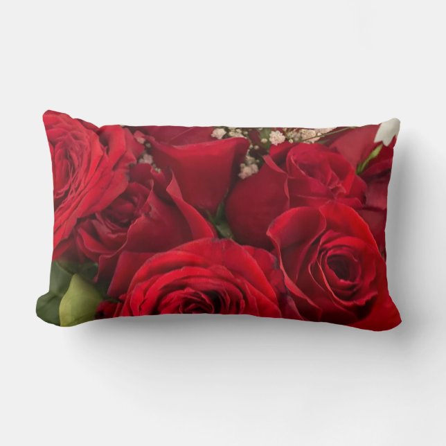 Roses and Baby's Breath  Lumbar Pillow (Front)