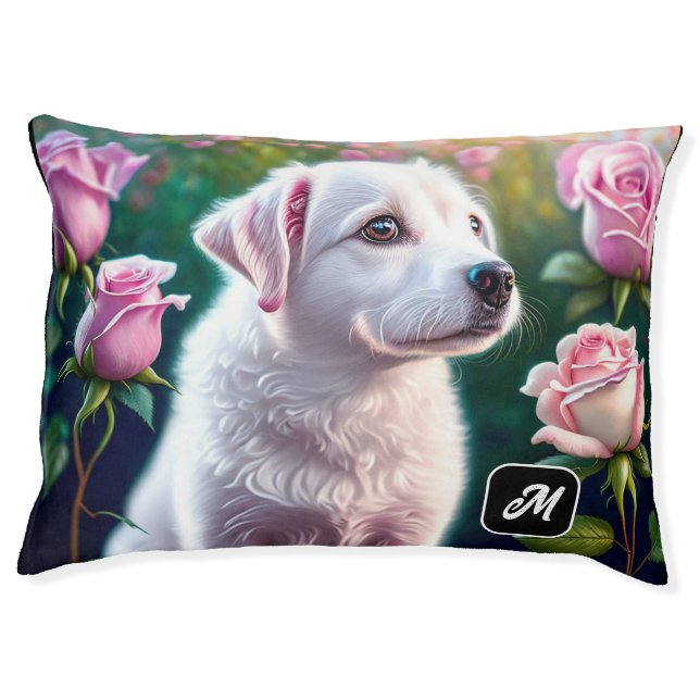 Roses And Beautiful Dog Collection Pet Bed (Front)