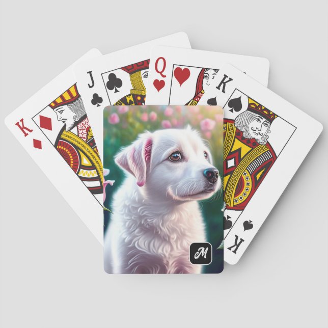 Roses And Beautiful Dog Collection Poker Cards (Back)