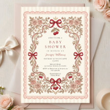 Roses and Bows Baby Shower Invitation