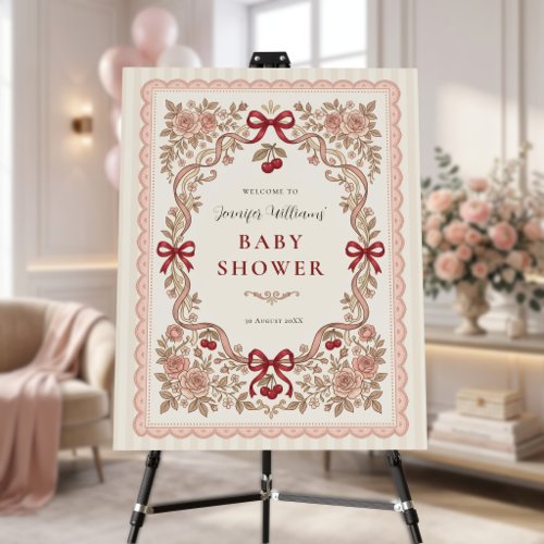 Roses and Bows Baby Shower Welcome Sign Foam Board