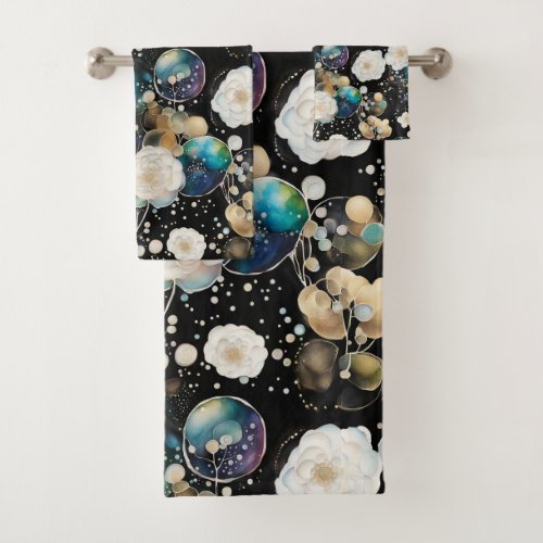 Roses And Bubbles Abstract Bath Towel Set
