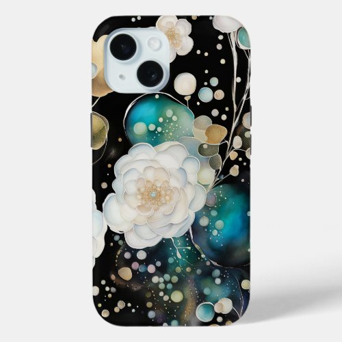 Roses And Bubbles Abstract iPhone 15 Case