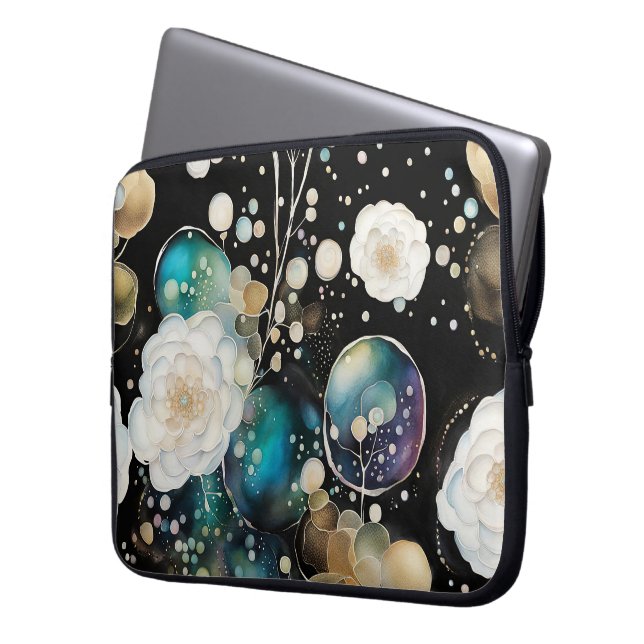 Roses And Bubbles Abstract Laptop Sleeve (Front Left)