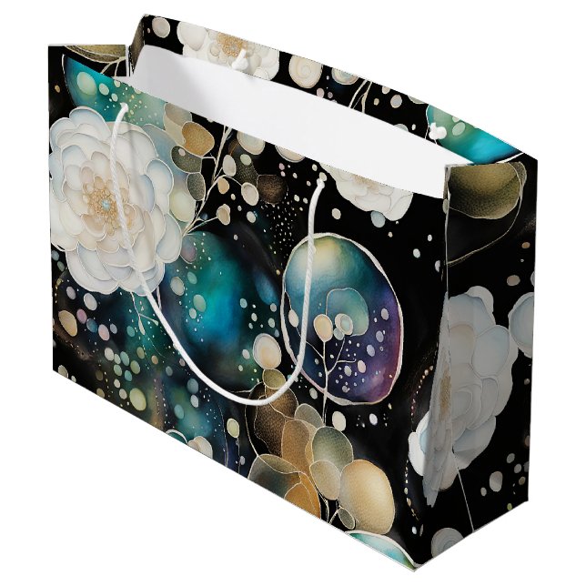 Roses And Bubbles Abstract Large Gift Bag (Back Angled)
