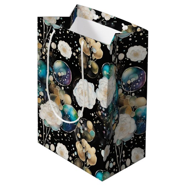 Roses And Bubbles Abstract Medium Gift Bag (Back Angled)