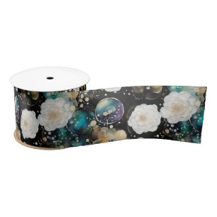 Roses And Bubbles Abstract Satin Ribbon