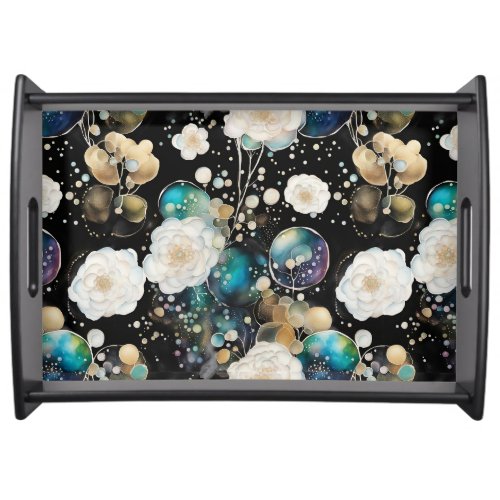 Roses And Bubbles Abstract Serving Tray
