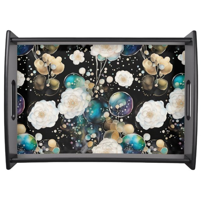 Roses And Bubbles Abstract Serving Tray (Front)