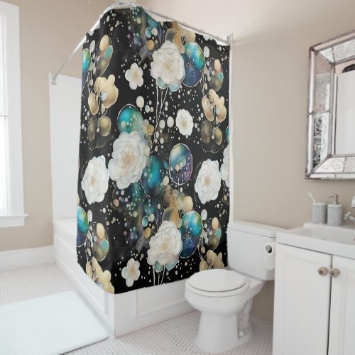 Roses And Bubbles Abstract Shower Curtain