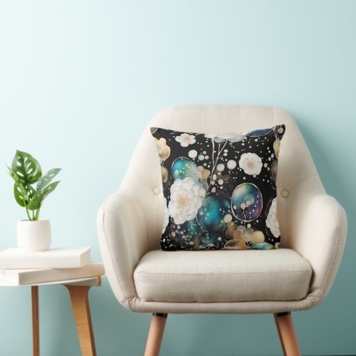 Roses And Bubbles Abstract Throw Pillow