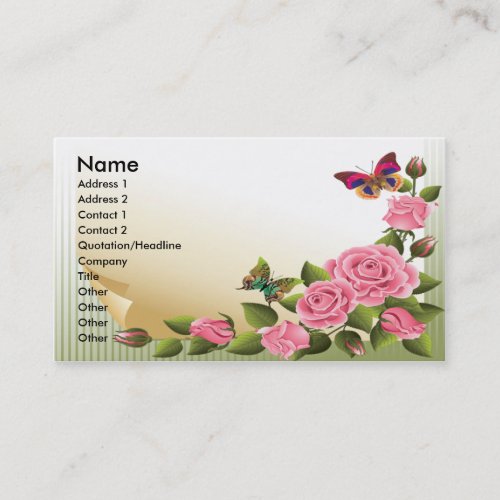 ROSES AND BUTTERFLIES BUSINESS CARDS