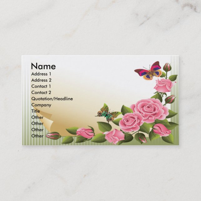 ROSES AND BUTTERFLIES BUSINESS CARDS (Front)