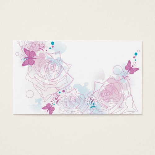 Roses and butterflies Profile Card Business Card Template