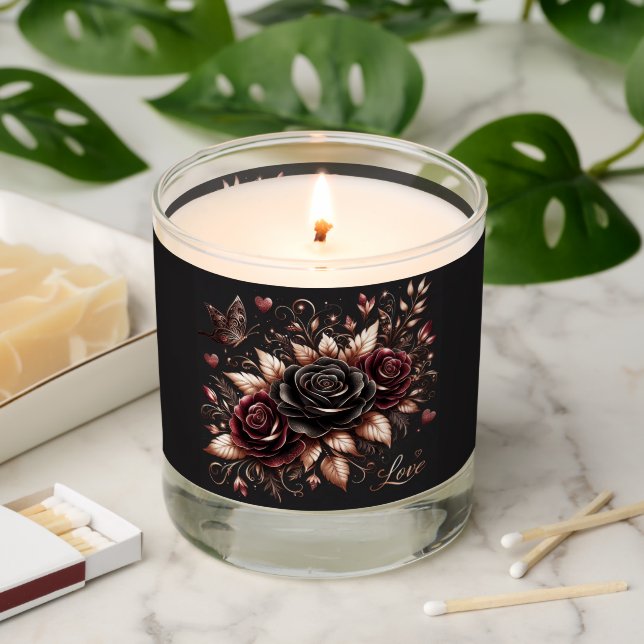 Roses and Butterflies Scented Candle (Lit)
