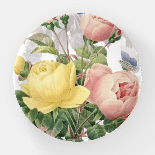 Roses and Butterflies Vintage Floral Garden Paperweight