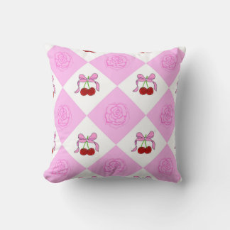 Roses and cherry throw pillow