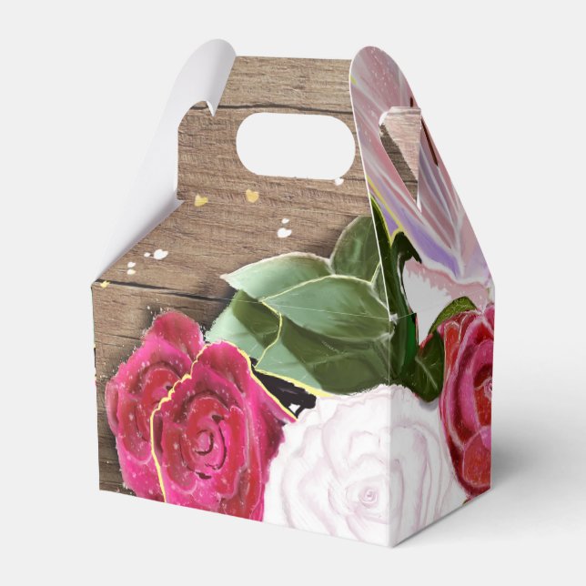 Roses and Country Chic Wedding Favor Boxes (Front Side)
