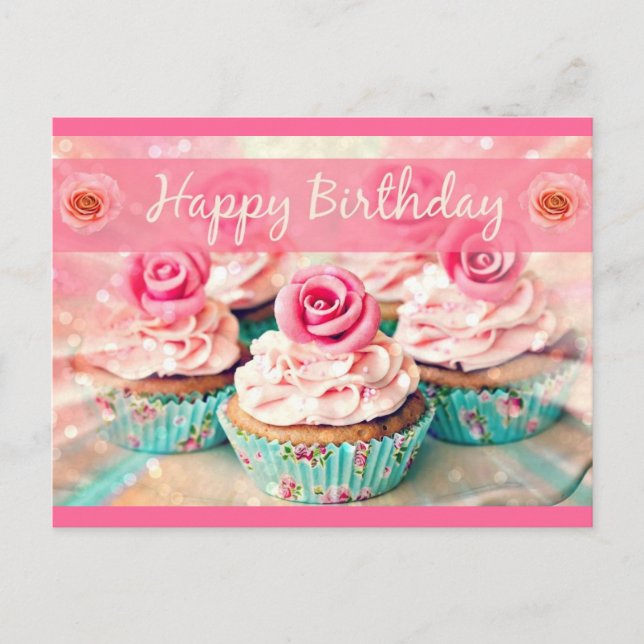 Roses and Cupcakes Postcard (Front)
