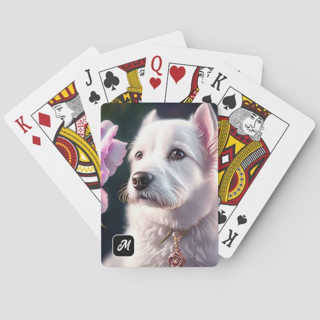 Roses And Cute Dog Collection Poker Cards (Back)