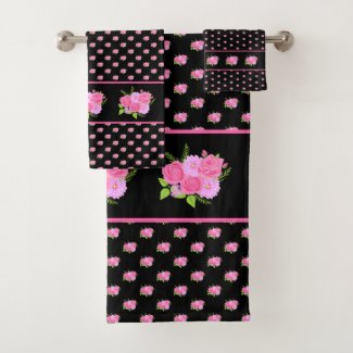 Roses and Dahlias Black