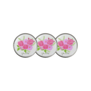 Roses and Dahlias Flowers Golf Ball Markers