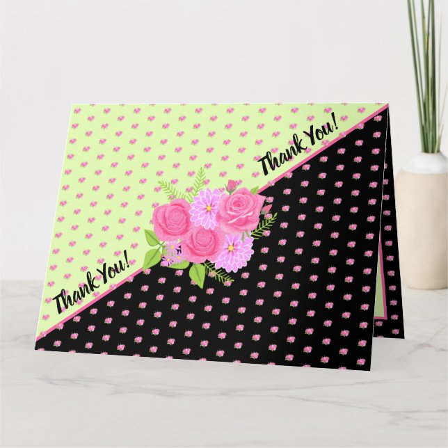 Roses and Dahlias Thank You Card (Front)