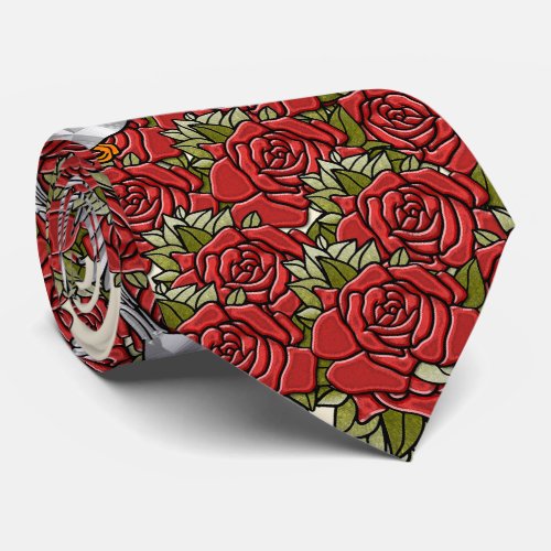 Roses and Doves Wedding Neck Tie