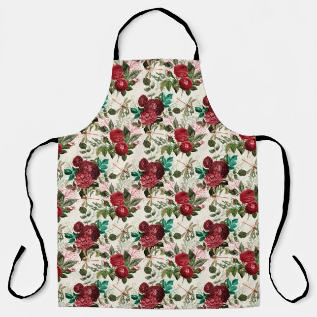 Roses and Dragonflies (Design 14) Apron (Front)