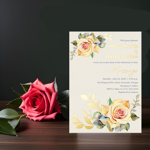 Roses and Eucalyptus QR_code Wedding Invitation