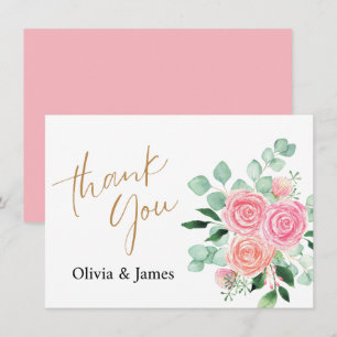 Roses and Eucalyptus Wedding Thank You Card