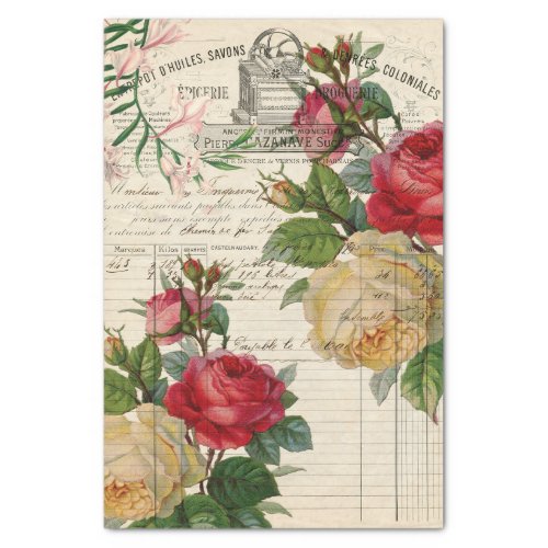 Roses and Floral Ephemera Decoupage Tissue Paper
