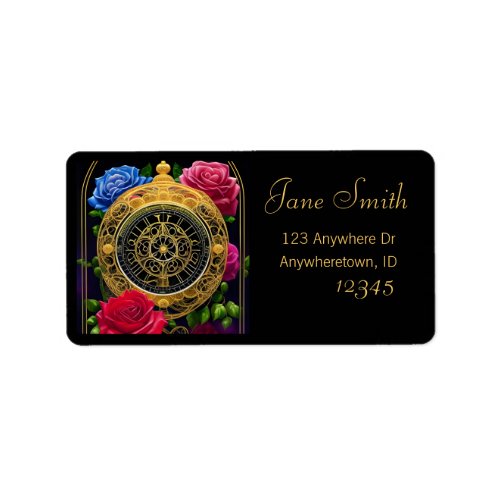 Roses and Gold Filigree Label