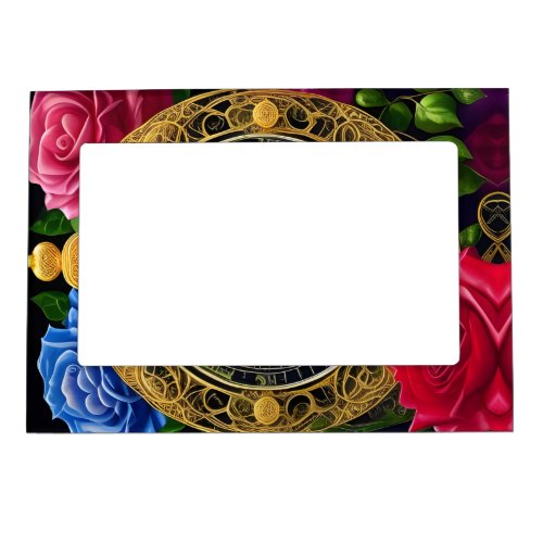 Roses and Gold Filigree Magnetic Frame